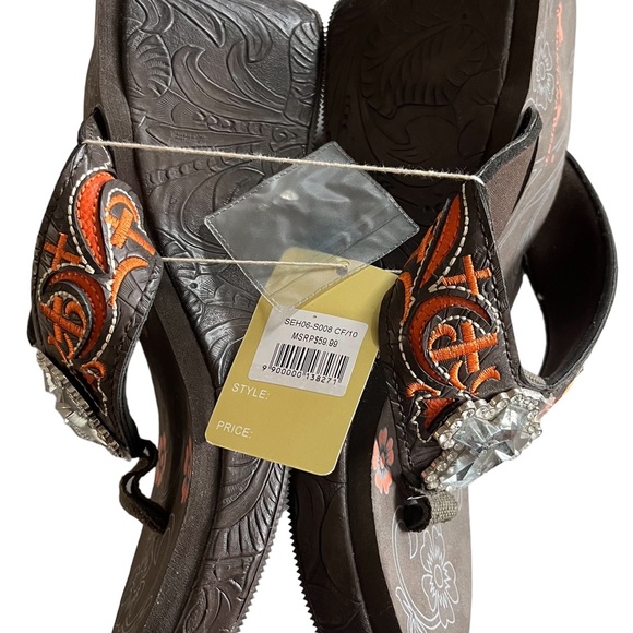 NWT - Montana West Flip Flops Brown and Orange Size 10 - Picture 4 of 10